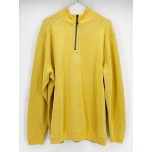 Tommy Bahama Sweater Mens Size L Yellow Beige 1/4 Zip Reversible Pullover Preppy